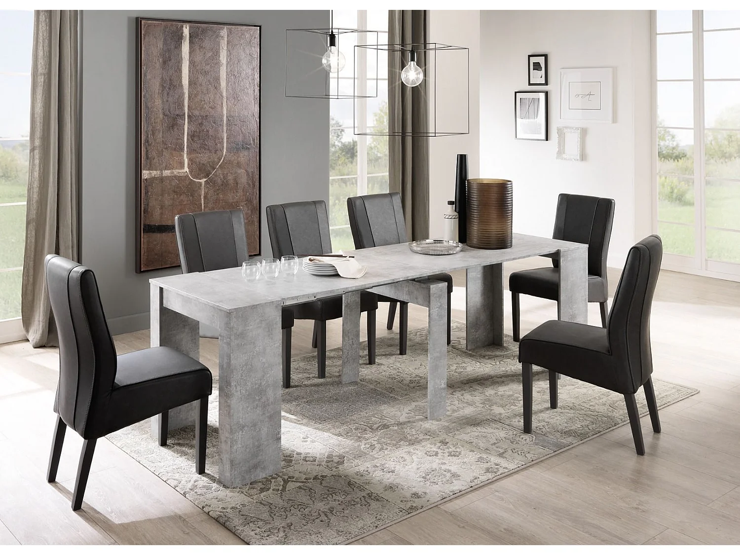 Consolle  allungabile Made in Italy 78x78 cm Cemento CL1