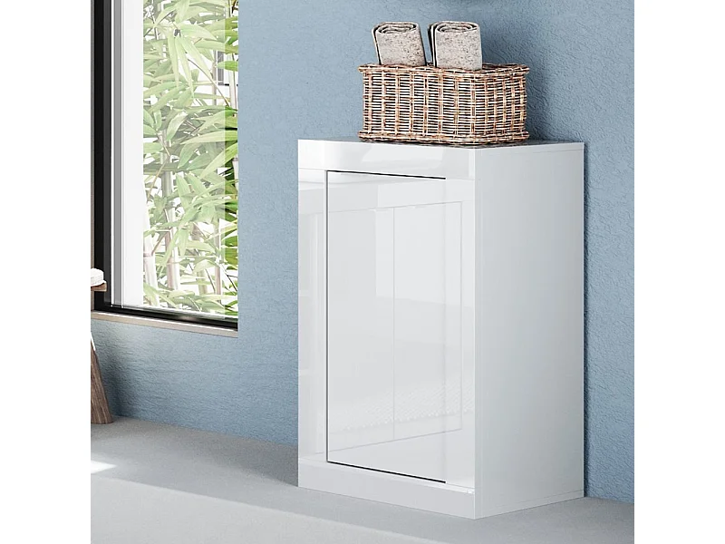 Colonna singola bagno 42x78 cm bianco lucido 1 anta e 2 ripiani interni COL11