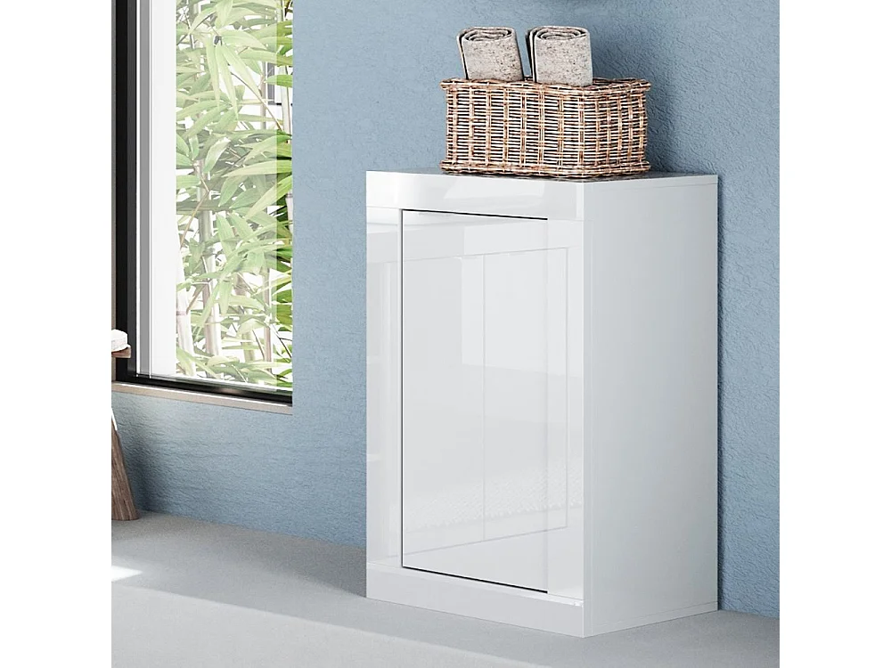 Colonna singola bagno 42x78 cm bianco lucido 1 anta e 2 ripiani interni COL11