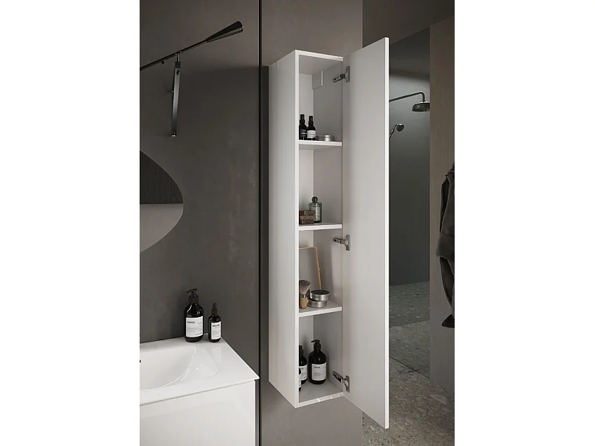 Colonna bagno sospesa 25x138 cm bianco lucido con 4 ripiani COL2