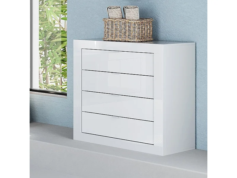 Cassettiera bagno 70x78 cm bianco lucido con 4 cassetti MBL31