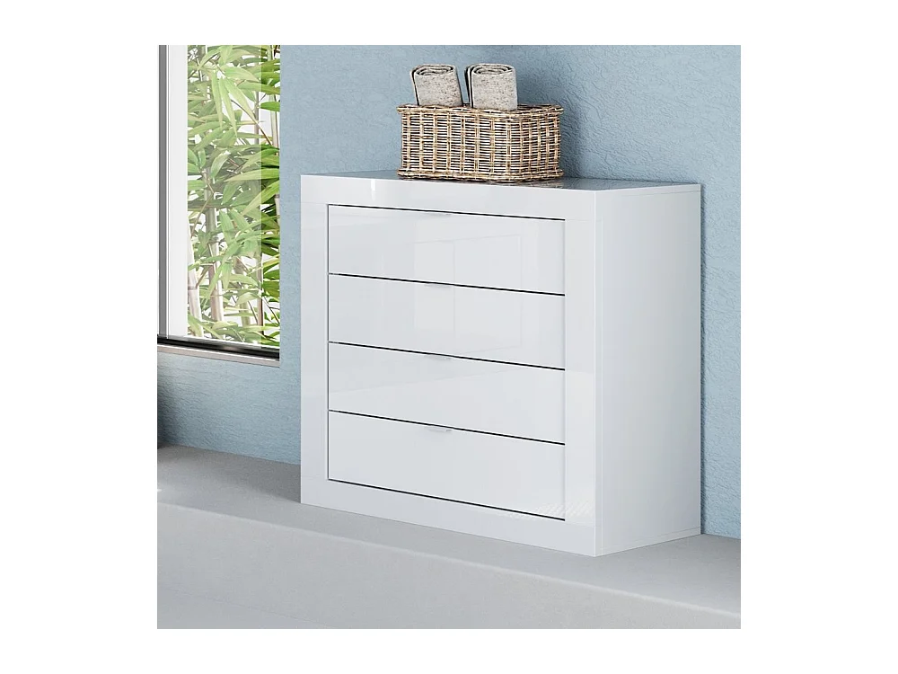 Cassettiera bagno 70x78 cm bianco lucido con 4 cassetti MBL31