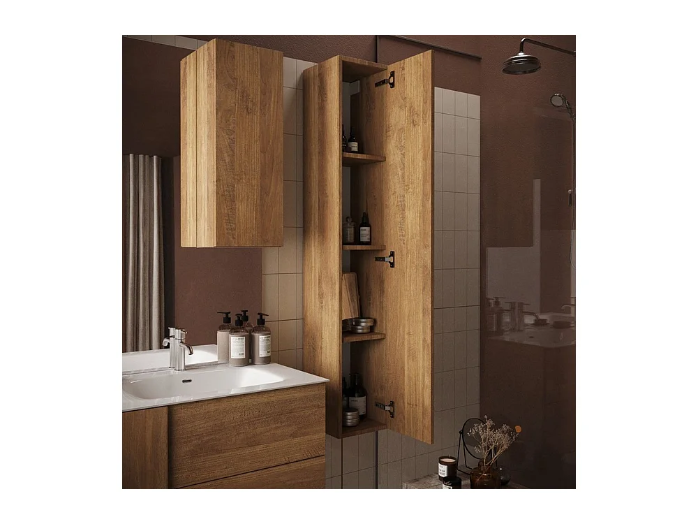 Colonna bagno sospesa 25x138 cm marrone con 4 ripiani COL1