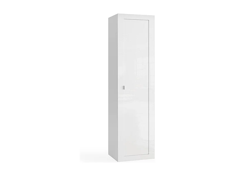 Colonna singola bagno 42x195 cm bianco lucido 1 anta e 5 ripiani interni COL8