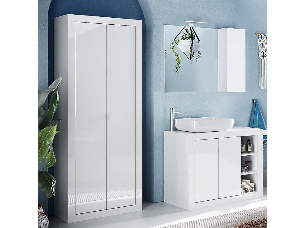 Colonna bagno 70x188 cm bianco lucido con 2 ante COL6