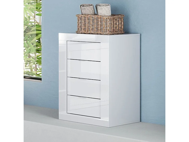 Cassettiera bagno 42x78 cm bianco lucido con 4 cassetti MBL32