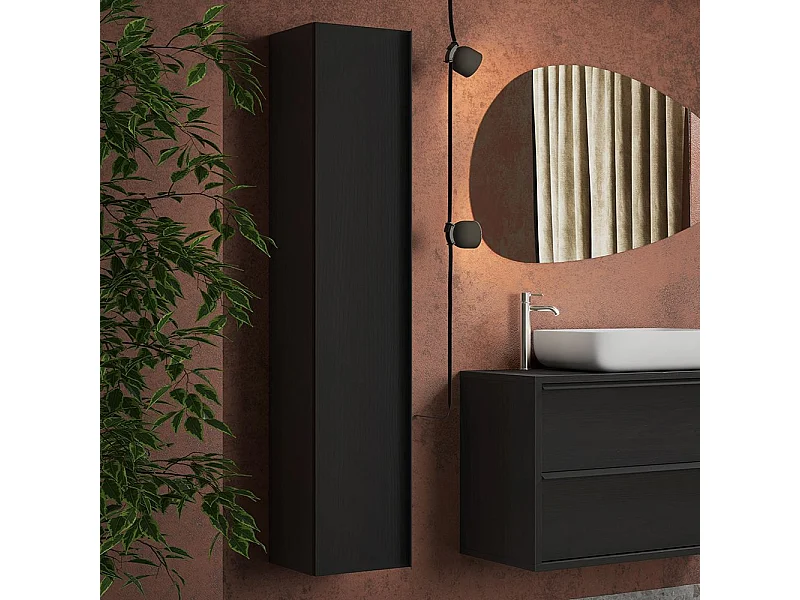 Colonna bagno sospesa 26x138 cm nera con 4 ripiani COL3