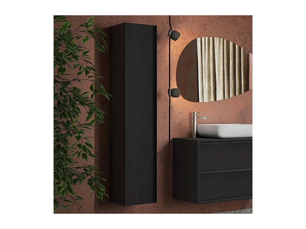 Colonna bagno sospesa 26x138 cm nera con 4 ripiani COL3
