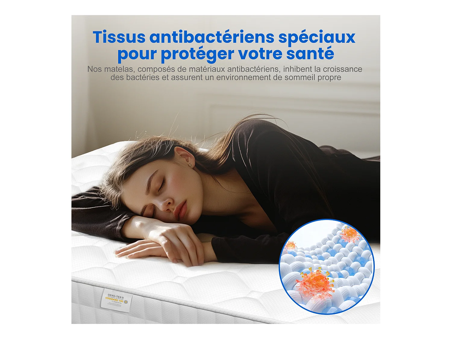 Hiazurm Matelas 160x200 à Ressorts Ensachés – 10 Couches de Confort, Fermeté H3, Soutien 7 Zones, Matelas d'Appoint Ergonomique