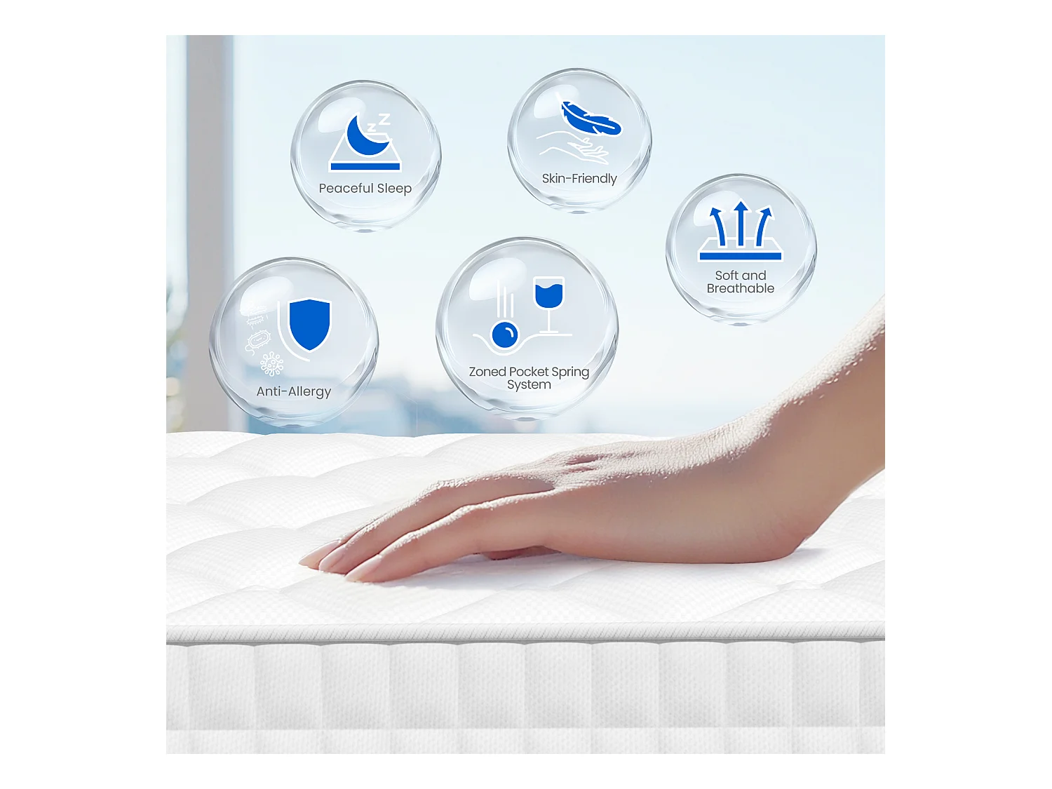 Hiazurm Matelas 140x200 Ressorts EnsachÉs,Matelas 10 couches avec ressorts ensachés,Fermeté H3,Matelas d'Appoint 7 Zones de Confort