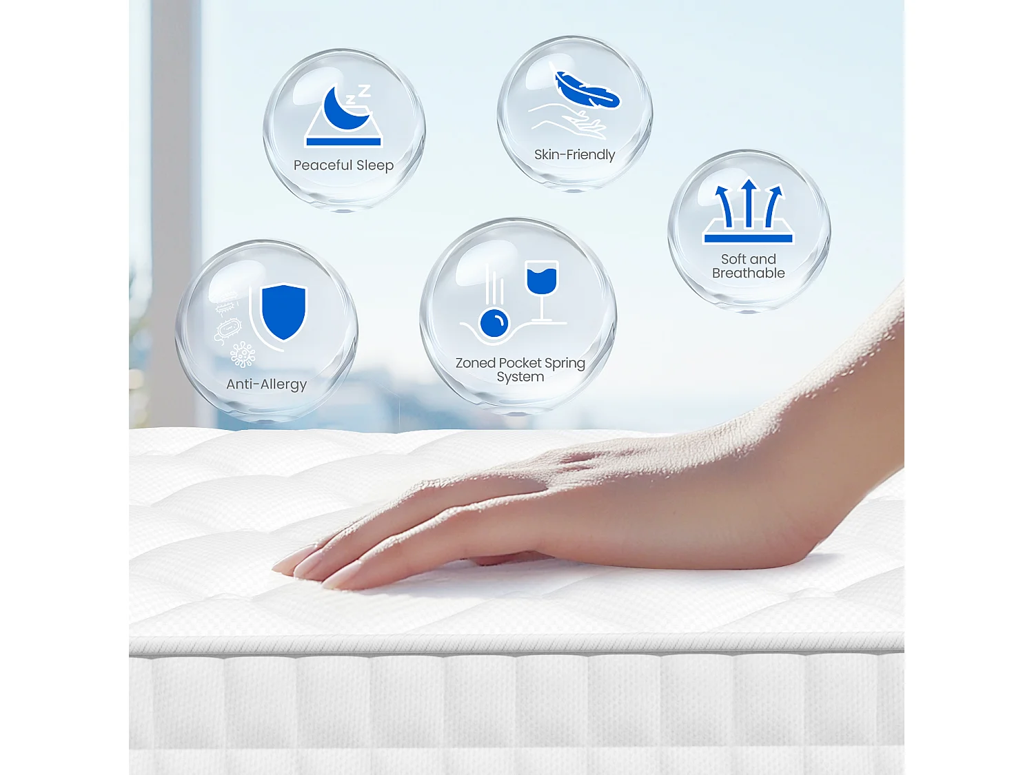 Hiazurm Matelas 140x200 Ressorts EnsachÉs,Matelas 10 couches avec ressorts ensachés,Fermeté H3,Matelas d'Appoint 7 Zones de Confort