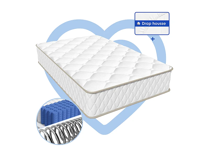 Matelas 80x200 Ressorts EnsachÉs,Matelas 10 couches avec ressorts ensachés,Fermeté H3,Matelas d'Appoint 7 Zones de Confort, Matelas 1 Personne pour Adulte et Enfant
