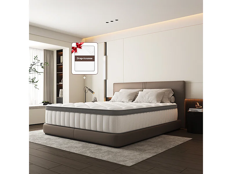 Hiazurm  Matelas 140x190 Ressorts EnsachÉs,Matelas 10 couches avec ressorts ensachés,Fermeté H3,Matelas d'Appoint 7 Zones de Confort