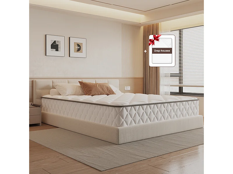 Hiazurm Matelas 120x200 Ressorts EnsachÉs,Matelas 10 couches avec ressorts ensachés,Fermeté H3,Matelas d'Appoint 7 Zones de Confort