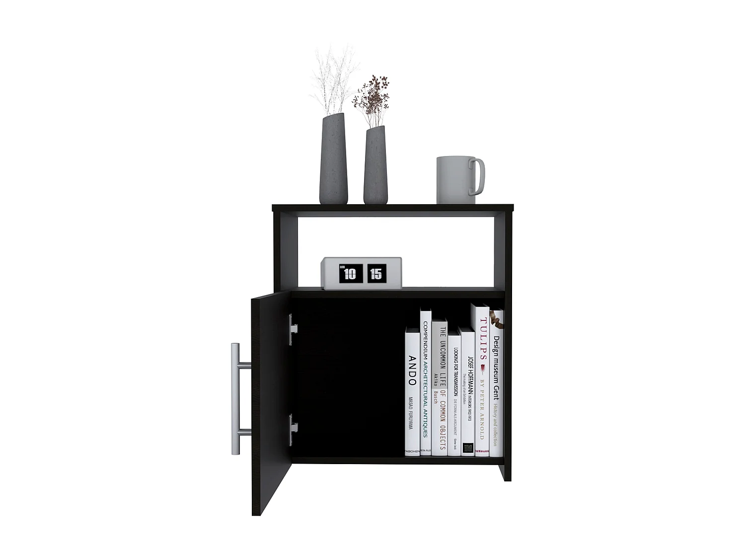 TUHOME Meuble Table de Chevet Bristol, Un Compartiment, Surface Supérieure, Couleur Noire.