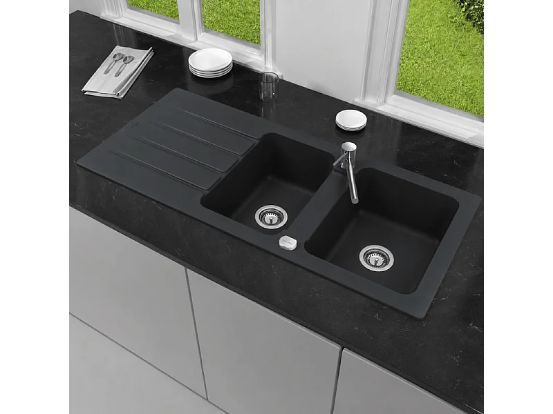 Evier 1 bac et demi VILLEROY ET BOCH Architectura 80 Noir