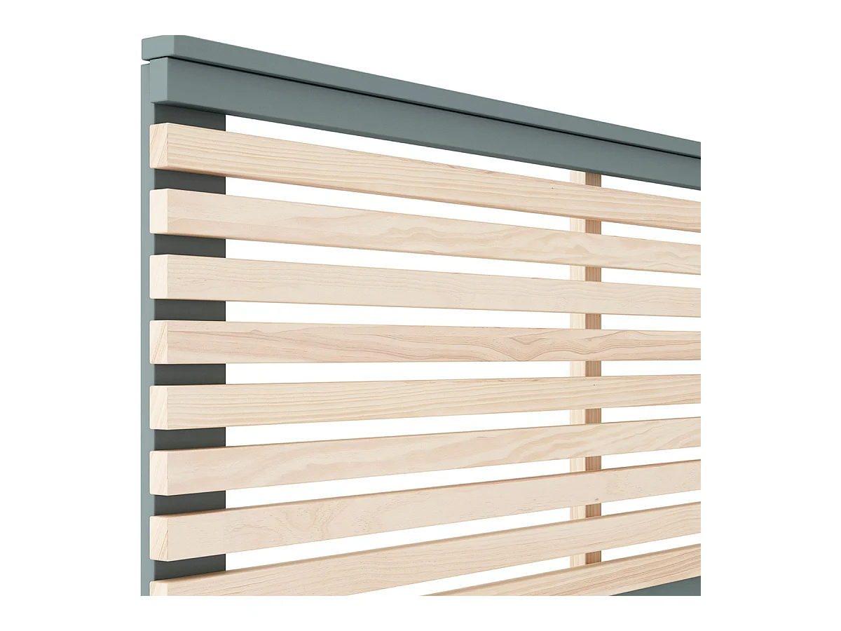 Tête de lit adulte en lattes de bois clair / vert kaki 140 cm - Lucy