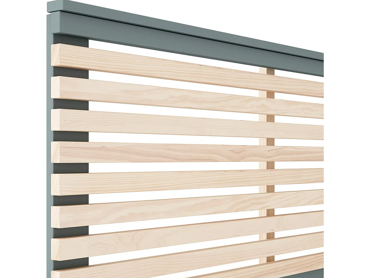 Tête de lit adulte en lattes de bois clair / vert kaki 140 cm - Lucy