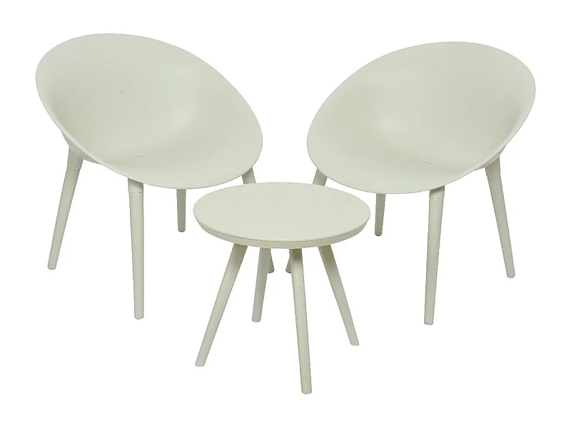 Salon de jardin en plastique Marbella blanc - Jardideco