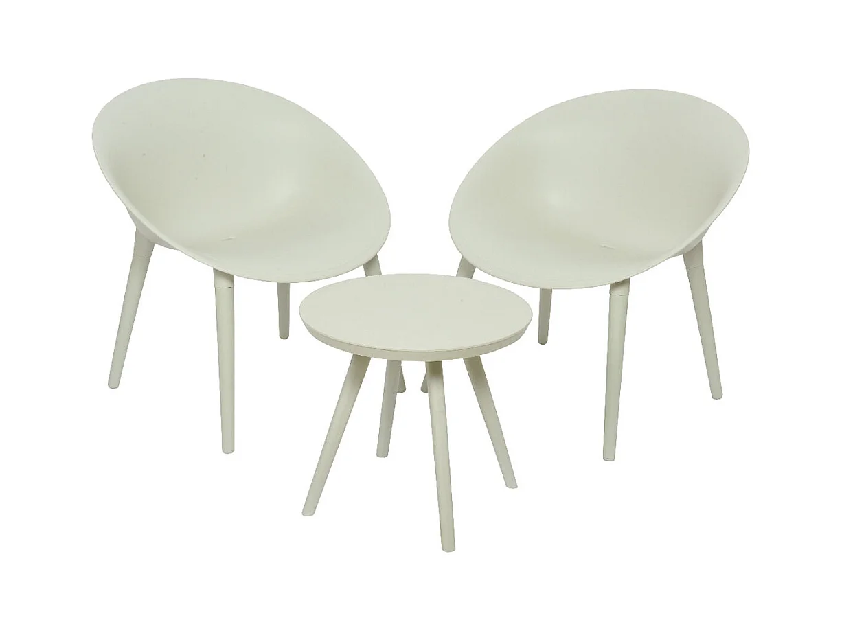 Salon de jardin en plastique Marbella blanc - Jardideco