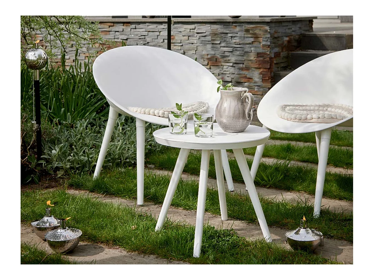 Salon de jardin en plastique Marbella blanc - Jardideco