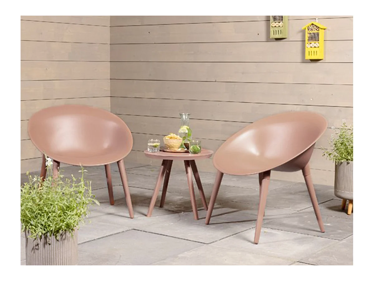 Salon de jardin en plastique Marbella rose - Jardideco