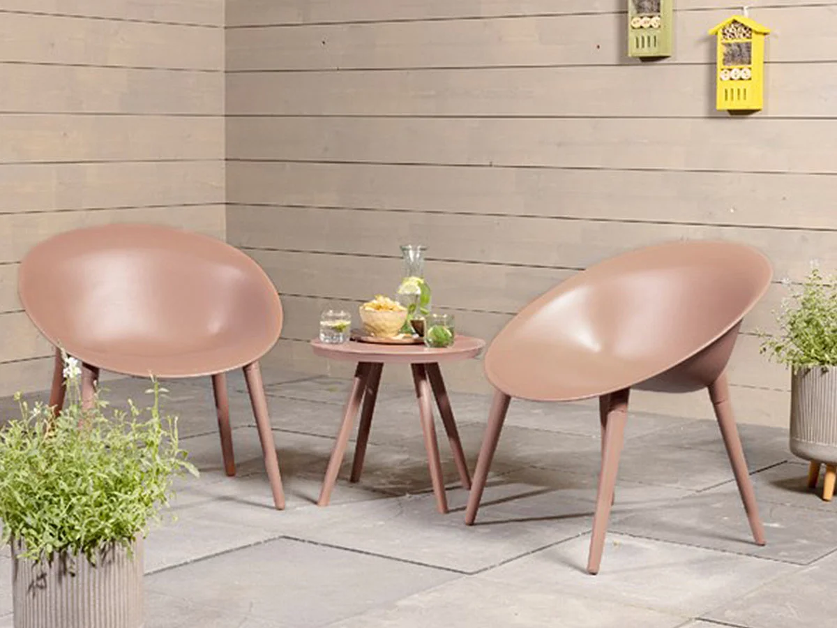 Salon de jardin en plastique Marbella rose - Jardideco