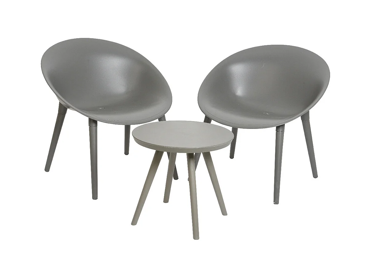 Salon de jardin en plastique Marbella Anthracite - Jardideco