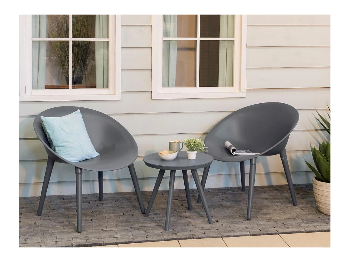 Salon de jardin en plastique Marbella Anthracite - Jardideco