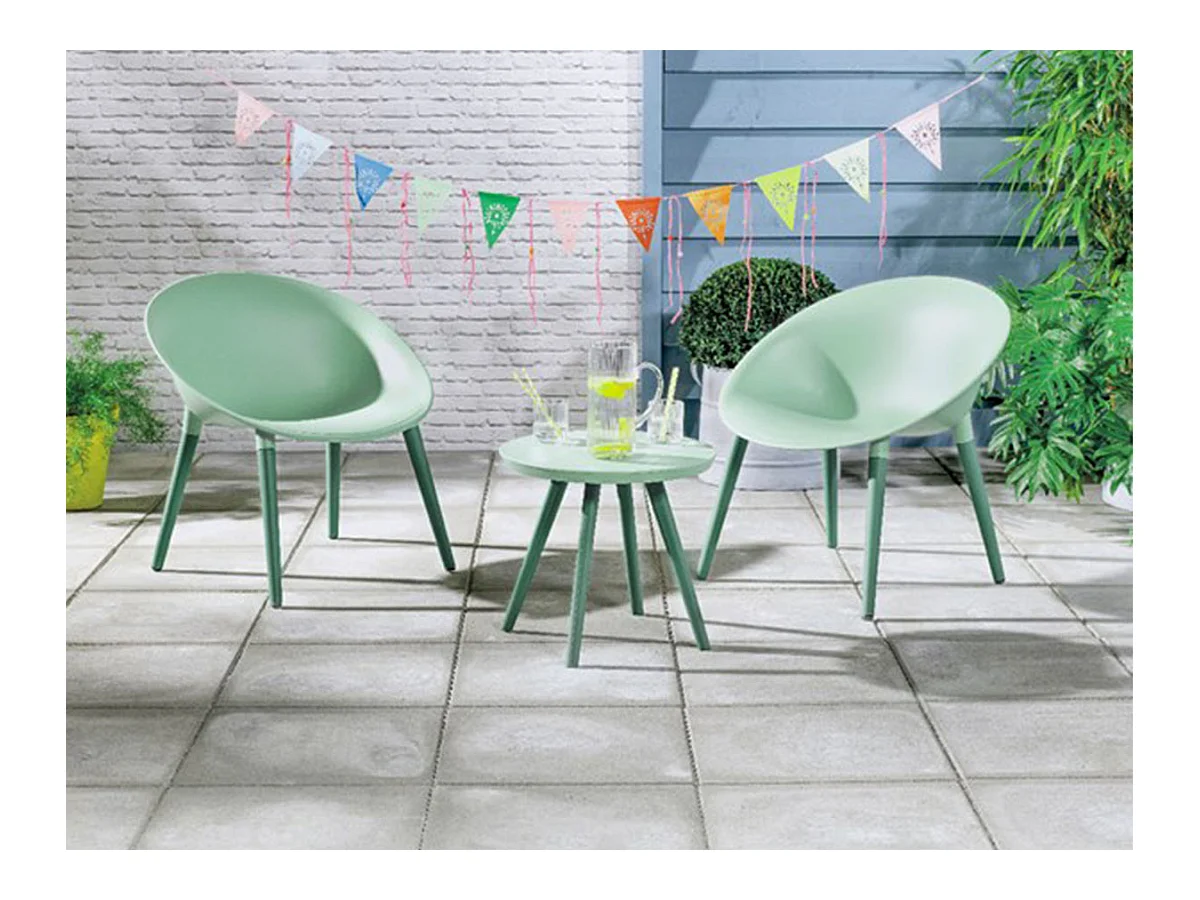 Salon de jardin en plastique Marbella vert - Jardideco