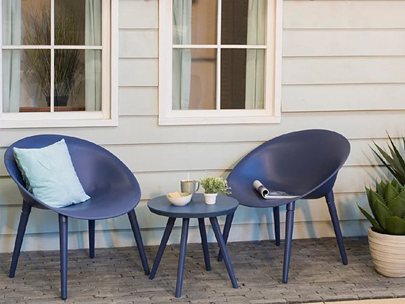 Salon de jardin en plastique Marbella bleu - Jardideco