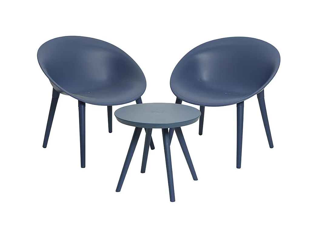 Salon de jardin en plastique Marbella bleu - Jardideco