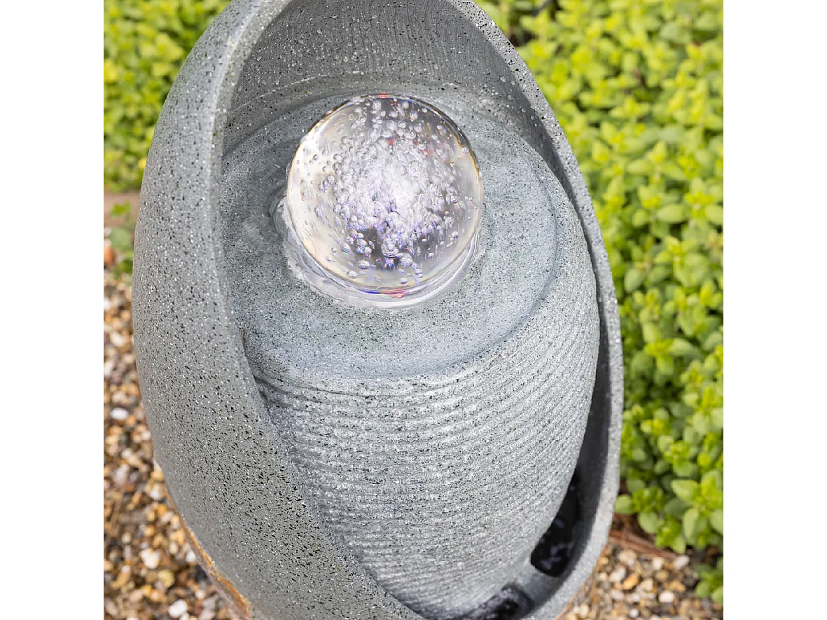 Fontaine extérieure ovale effet pierre avec LED - Jardideco