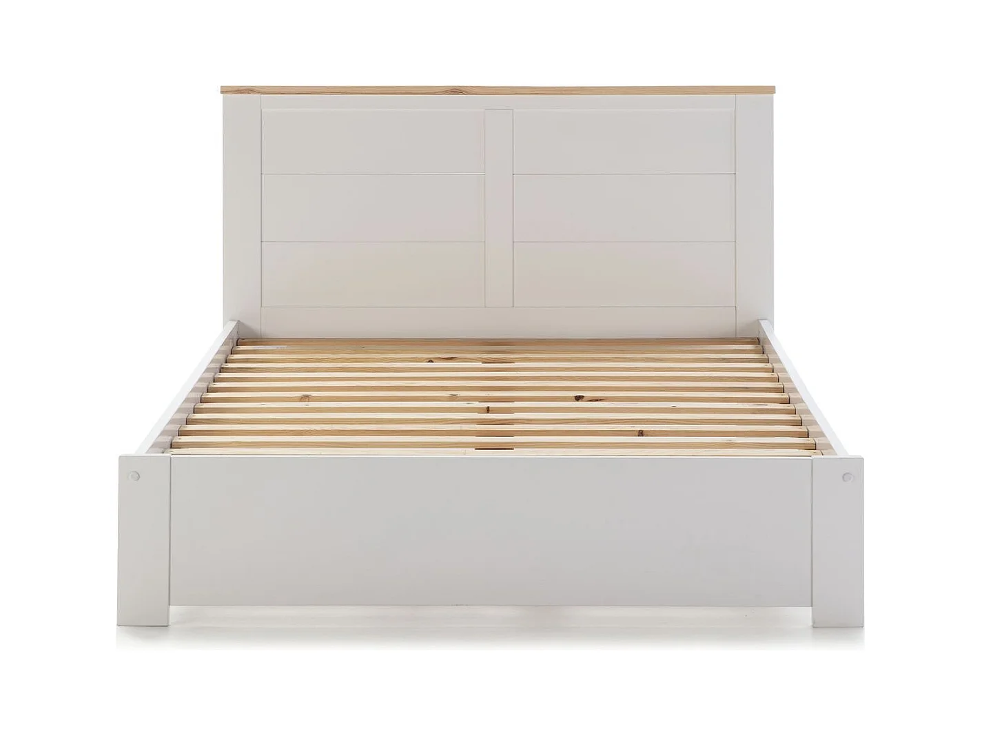 Lit adulte 140x190 cm avec tête de lit en bois blanc - Nevea