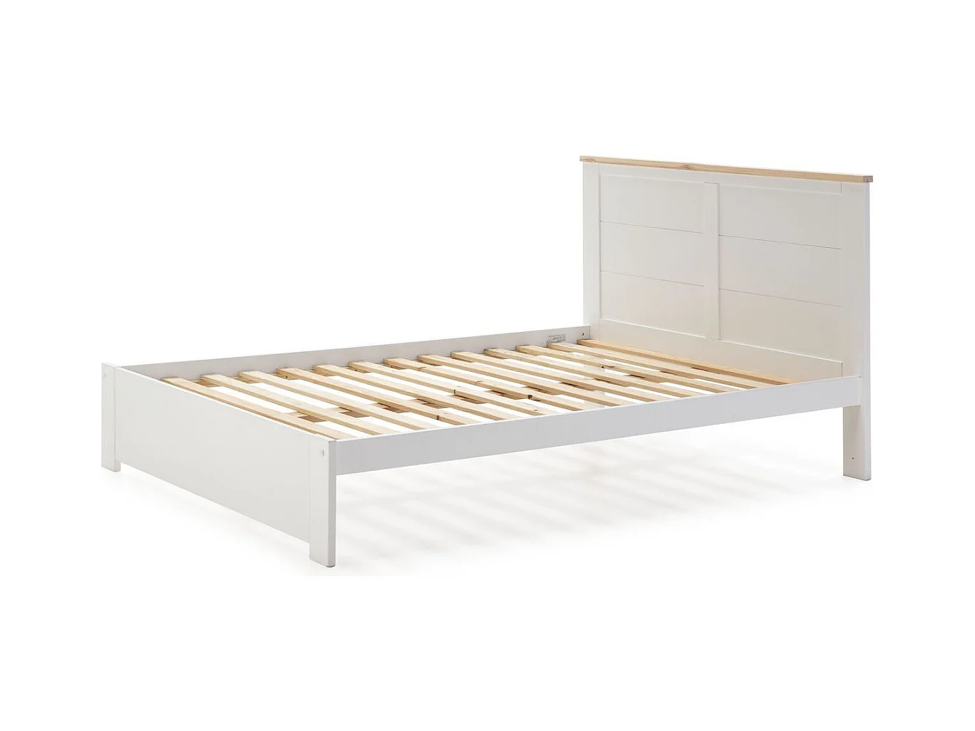 Lit adulte 140x190 cm avec tête de lit en bois blanc - Nevea