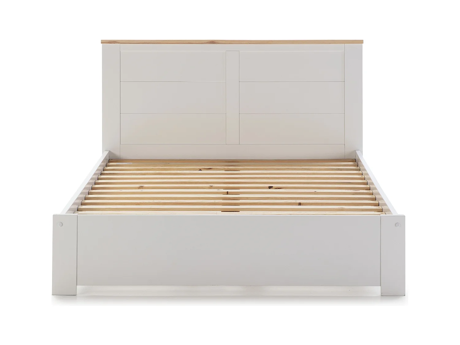 Lit adulte 140x190 cm avec tête de lit en bois blanc - Nevea