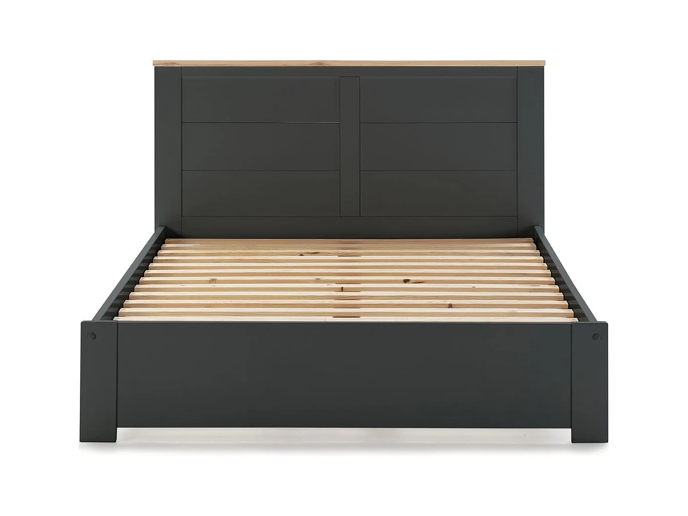Lit adulte 160x200 cm avec tête de lit en bois gris anthracite - Nevea