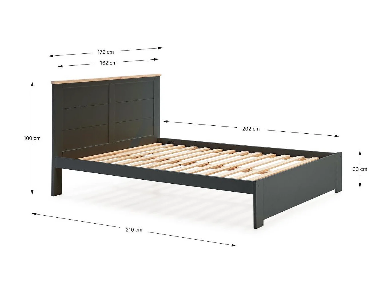 Bed Akira - 207x172x100cm - Grijs