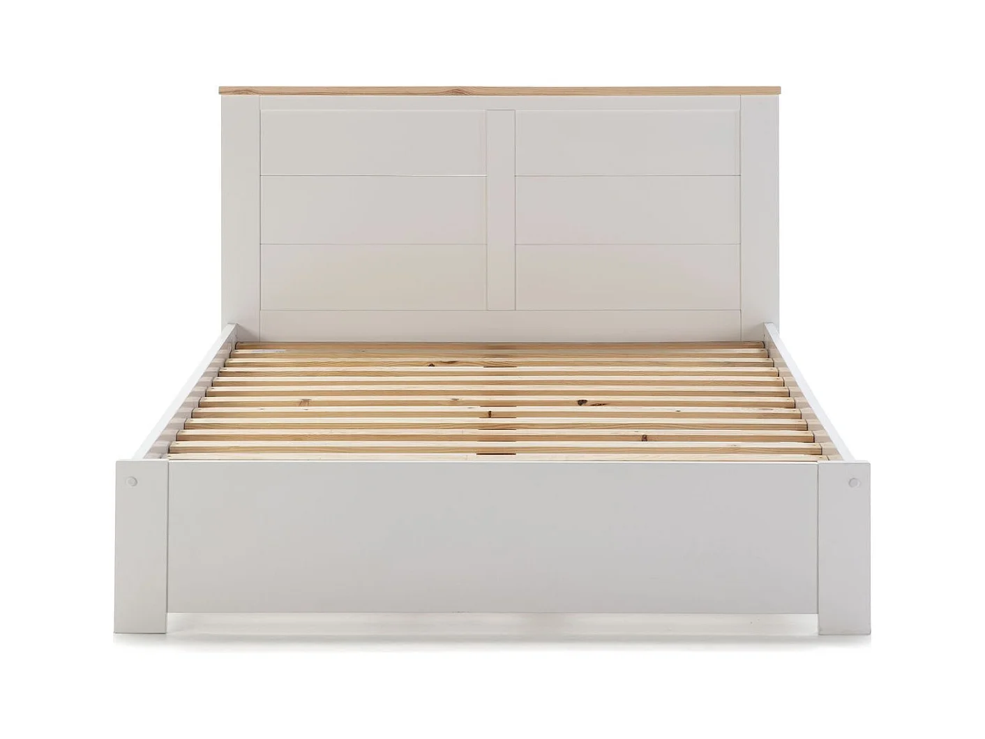 Lit adulte 160x200 cm avec tête de lit en bois blanc - Nevea