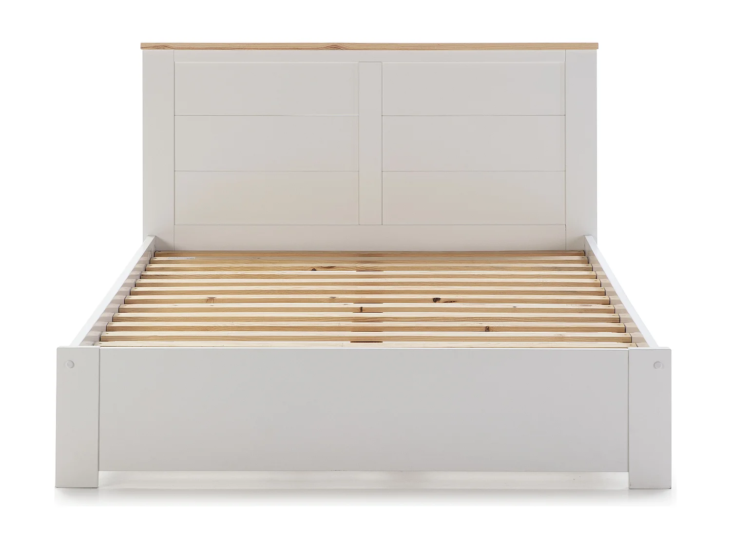 Lit adulte 160x200 cm avec tête de lit en bois blanc - Nevea