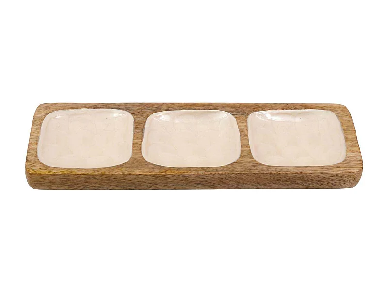Plateau en manguier et émail Nacre 3 blocs