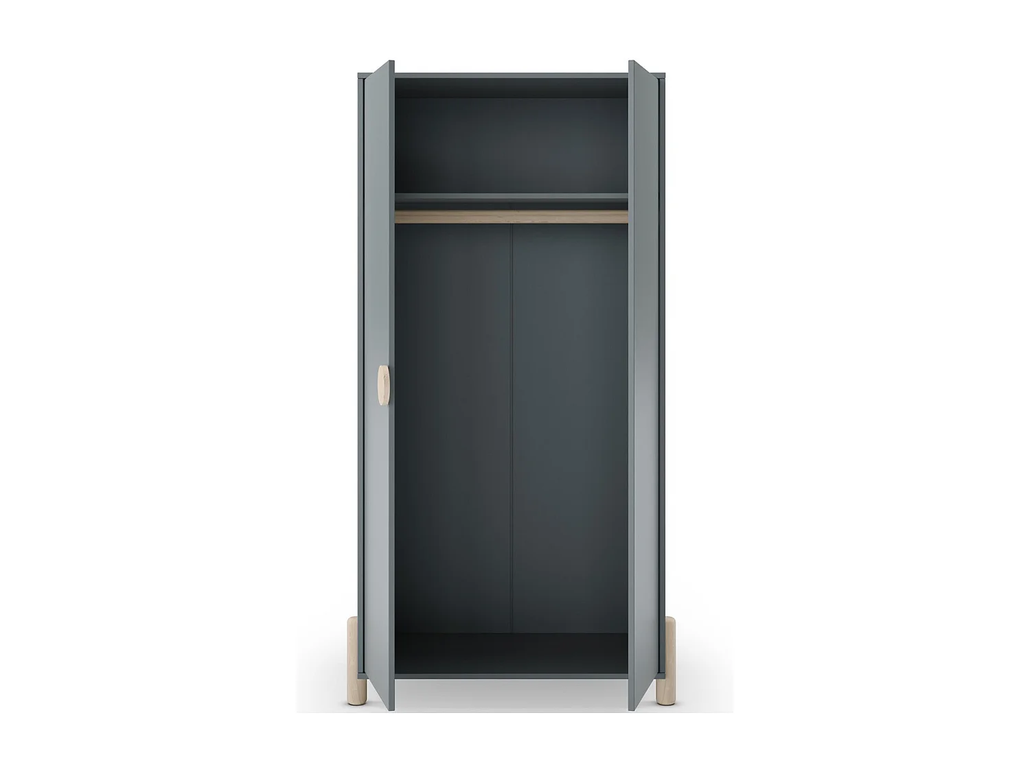 Armoire enfant 2 portes en bois vert kaki 92 cm - Bastien