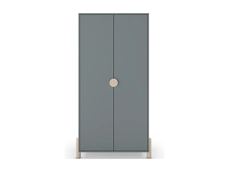 Armoire enfant 2 portes en bois vert kaki 92 cm - Bastien