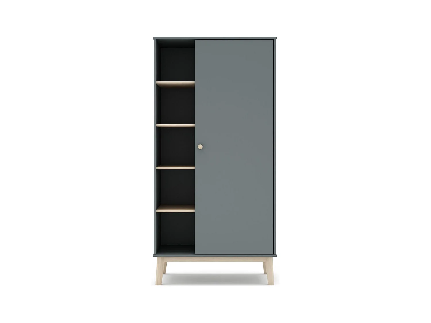 Armoire enfant 1 porte en bois vert kaki 90 cm- Elise