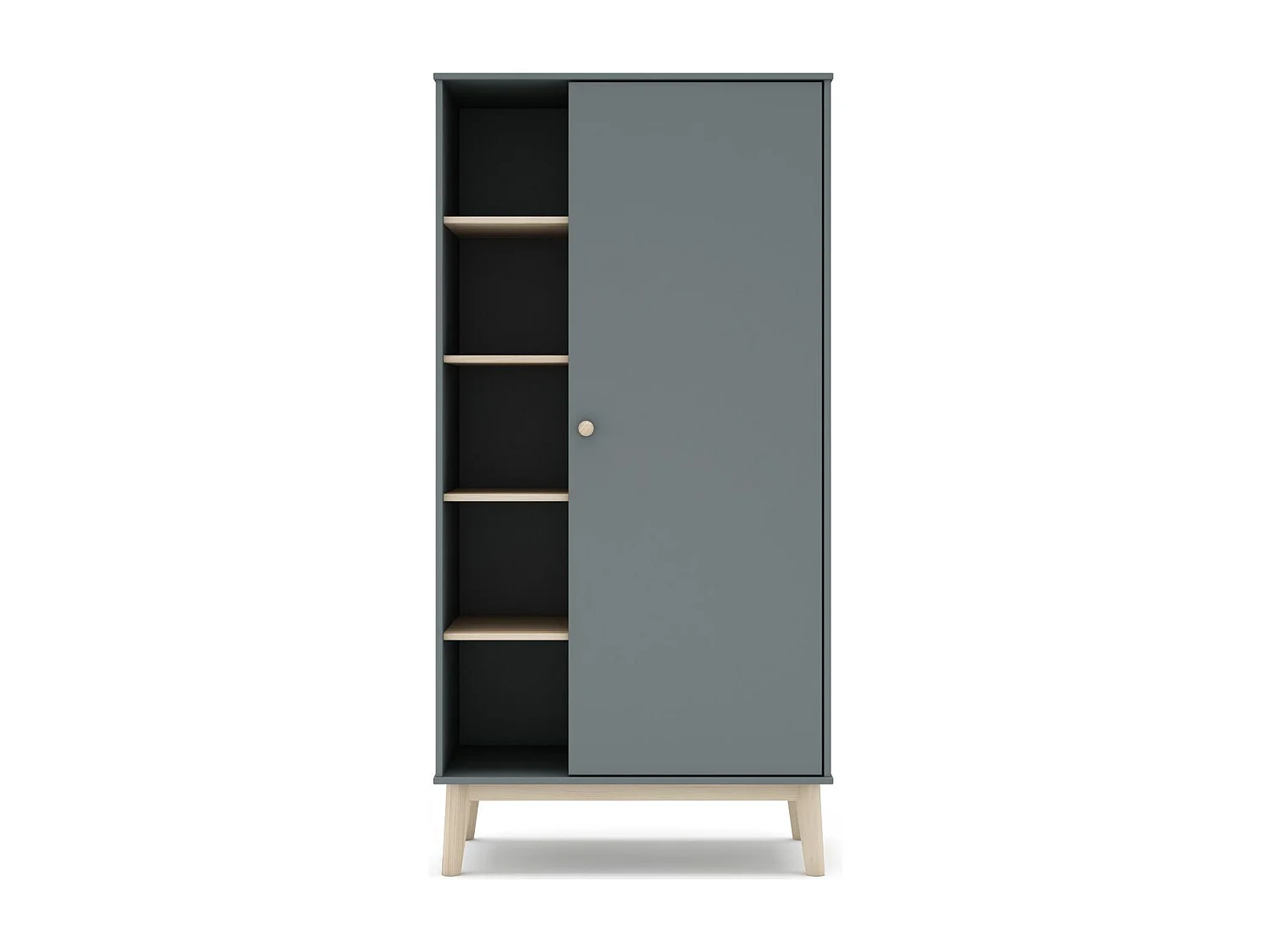 Armoire enfant 1 porte en bois vert kaki 90 cm- Elise