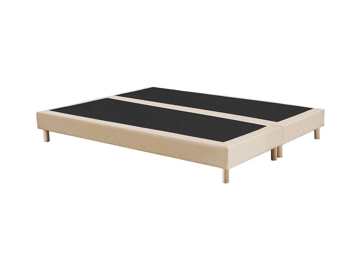 Sommier tapissier à lattes fixes, couchage ferme, soutien optimal Dimensions - 2x80 x 200 cm, Sommier - Beige