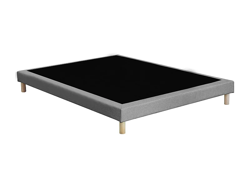 Sommier tapissier à lattes fixes, couchage ferme, soutien optimal Dimensions - 140 x 200 cm, Sommier - Gris chiné