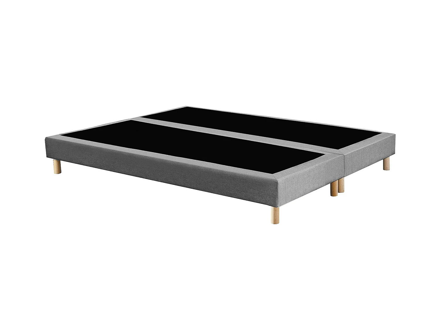 Sommier tapissier à lattes fixes, couchage ferme, soutien optimal Dimensions - 2x90 x 200 cm, Sommier - Gris chiné