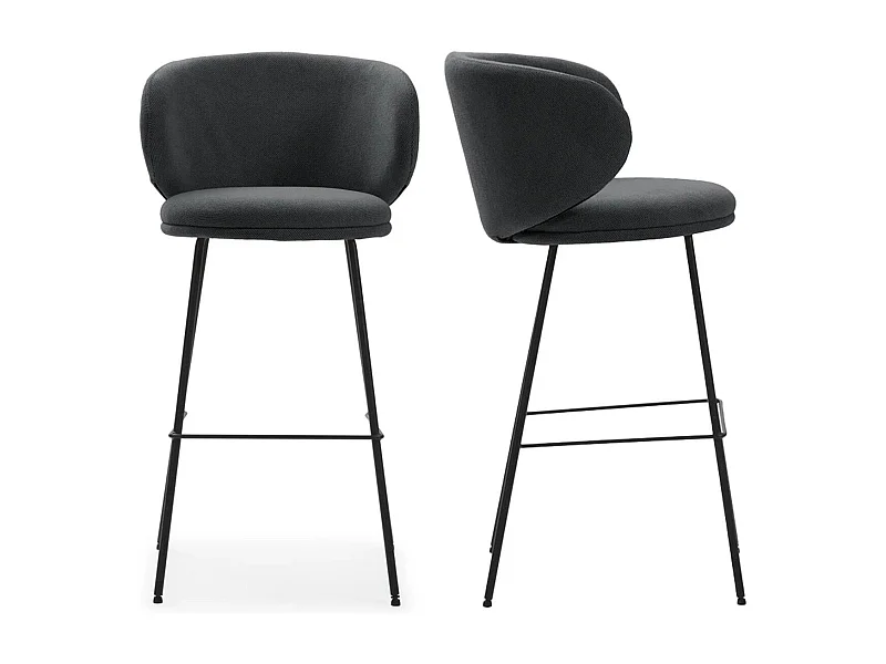 Lot de 2 tabourets de bar en tissu gris foncé - Cocoon