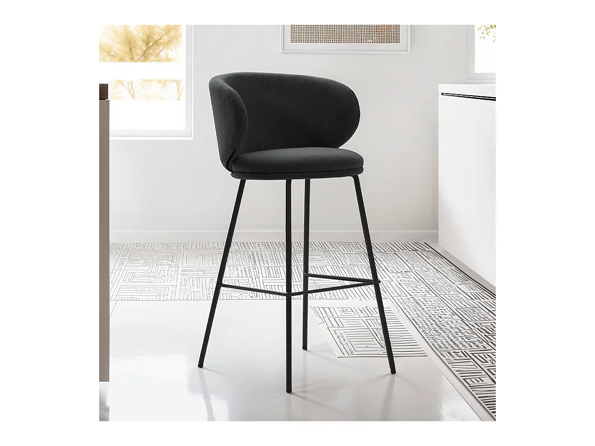 Lot de 2 tabourets de bar en tissu gris foncé - Cocoon